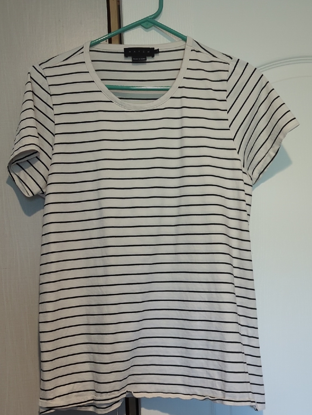 Hatch Nursing White Short-Sleeve Tee with Black Stripes